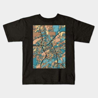 Birmingham Map Pattern in Mid Century Pastel Kids T-Shirt